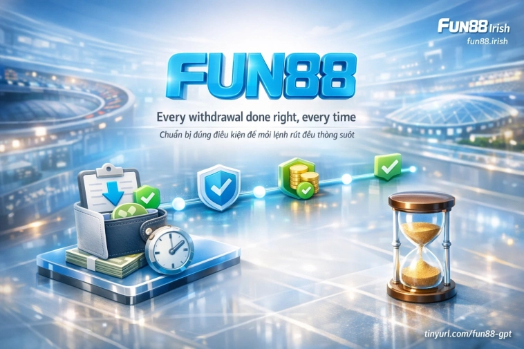 quy trình rút tiền Fun88 điều kiện KYC vòng cược ngân hàng USDT-TRC20